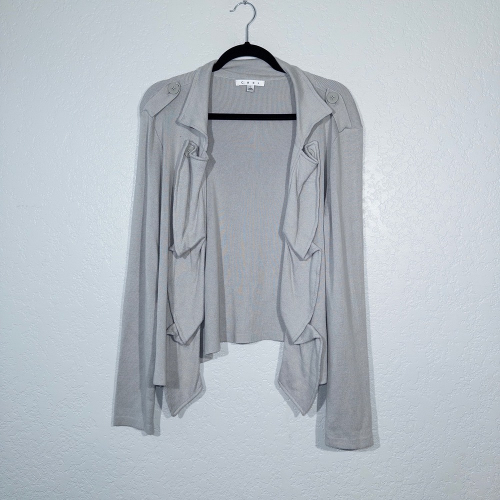 CAbi Gray Gigi Cascading Cardigan Size Large